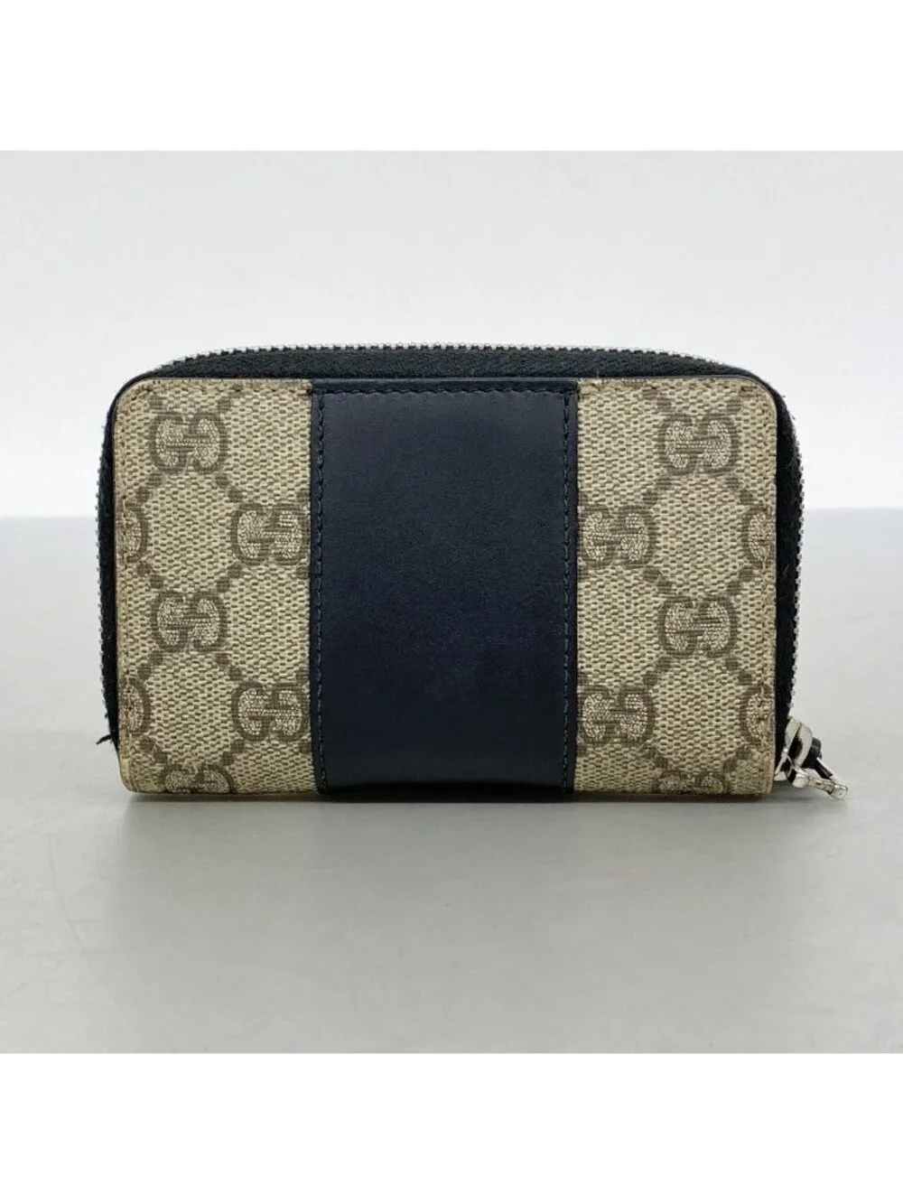 ★SOLD★ Gucci Coin Case GG Supreme Leather Black Brown Silver - Picture 7 of 7